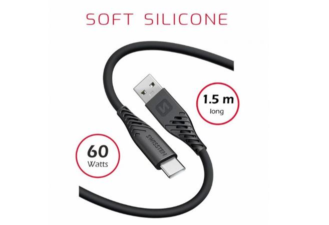 SWISSTEN DATA CABLE USB / USB-C TEXTILE 3,0M BLACK 71531010