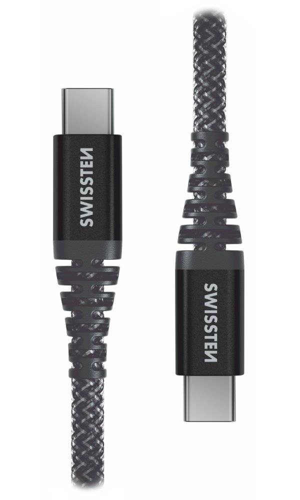 SWISSTEN DATOVÝ KABEL KEVLAR USB-C / USB-C 1,5 M ANTRACIT 71542010