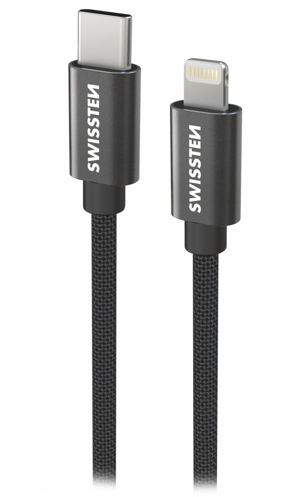 Swissten Datový kabel Textile USB-C / Lightning 0,5 m černý 71521114