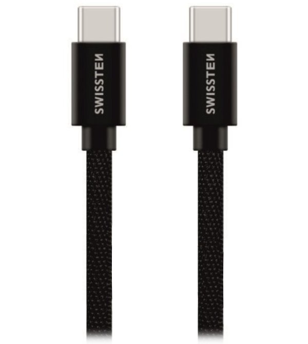 Swissten Datový Kabel Textile USB-C / USB-C 0,2m Černý 71527208