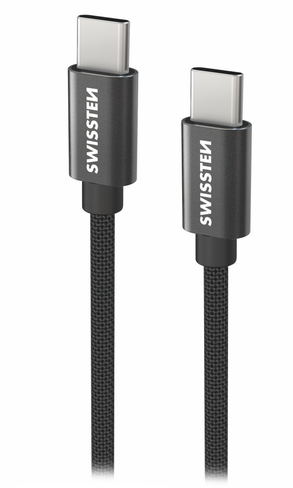 Swissten Datový kabel Textile USB-C / USB-C 0,5 m černý 71521113