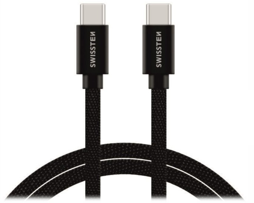 Swissten Datový Kabel Textile USB-C / USB-C 3m Černý 71527210
