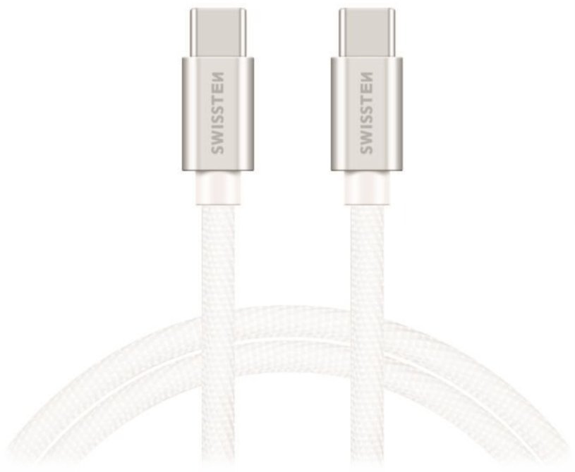 Swissten Datový Kabel Textile USB-C / USB-C 3m Stříbrný 71527211