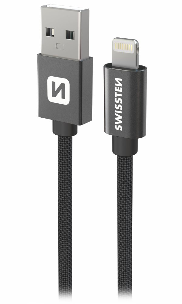 Swissten Datový kabel Textile USB / Lightning 0,5 m černý 71521112