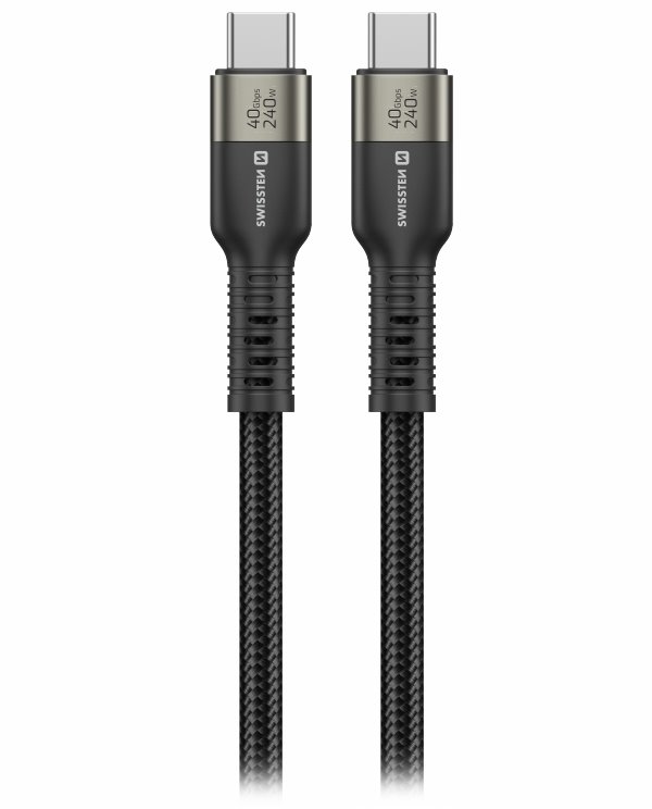 Swissten datový video kabel USB 4.0, USB-C, 240w, 8k@60hz, 40 gb/s, TB3 & TB4, 0,5 m černý 72501203