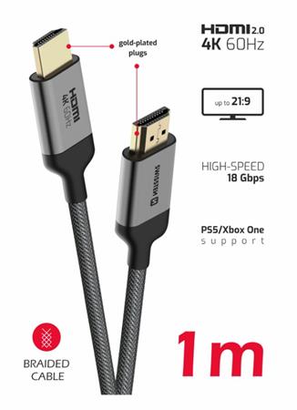 SWISSTEN KABEL HDMI NA HDMI 4K 60Hz 1,0 M 75501101