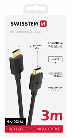 SWISSTEN KABEL HDMI NA HDMI 4K 60Hz 3,0 M PVC 75501113