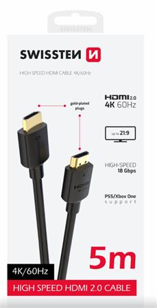 SWISSTEN KABEL HDMI NA HDMI 4K 60Hz 5,0 M PVC 75501114