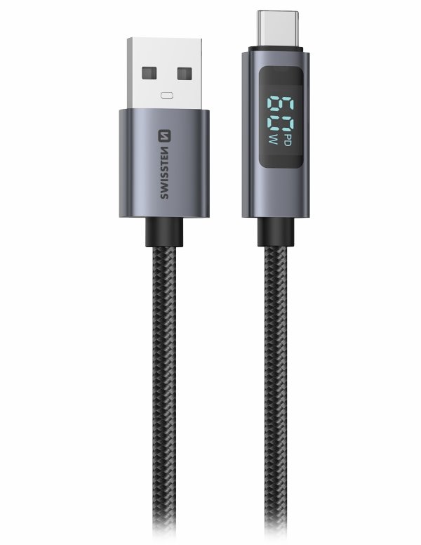 Swissten LCD kabel USB-A / USB-C 1m 71551073