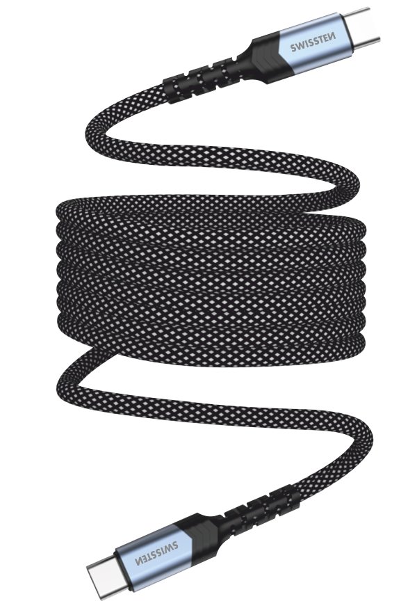 Swissten magnetický datový kabel samonavíjecí usb-c / usb-c 1 m 71551010