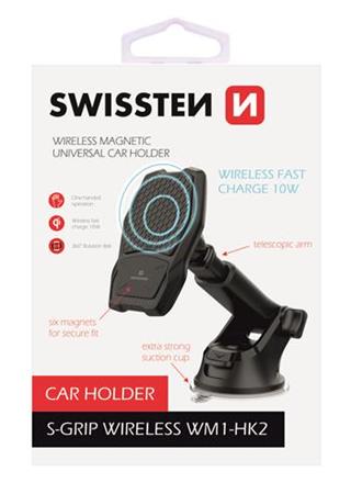 SWISSTEN MAGNETICKÝ DRŽÁK DO AUTA S BEZDRÁTOVÝM NABÍJENÍM S-GRIP WM1-HK2 65010604