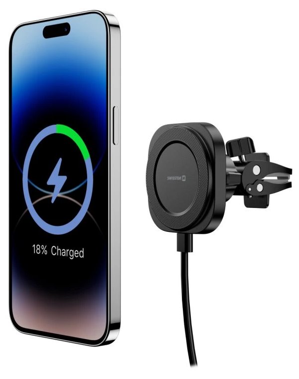 SWISSTEN MAGNETICKÝ DRŽÁK DO VENTILACE AUTA SWISSTEN MAGSTICK COMPACT S BEZDRÁTOVÝM NABÍJENÍM 15W/7,5W (kompati 65010611