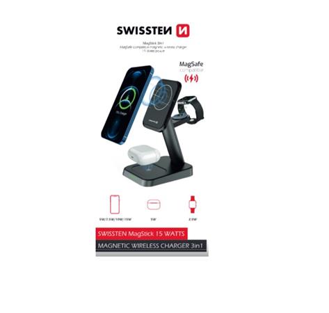 SWISSTEN MagStick WIRELESS NABÍJEČKA 3v1 22,5 W ČERNÁ 22055508