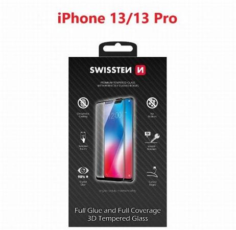 SWISSTEN OCHRANNÉ SKLO ULTRA DURABLE 3D APPLE IPHONE 13/13 Pro ČERNÉ 64701890