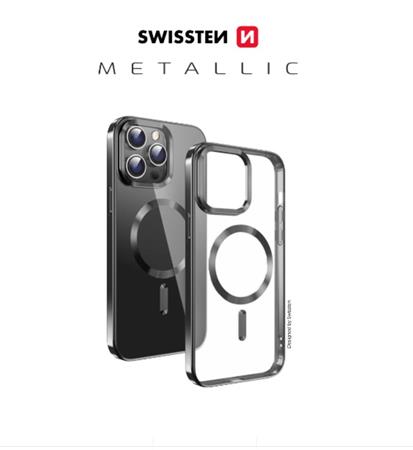 SWISSTEN POUZDRO CLEAR JELLY MagStick METALLIC PRO IPHONE 16 PLUS ČERNÉ 36500121