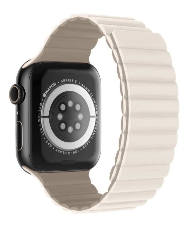Swissten řemínek pro apple watch silikonový - magnetic 38 / 40 / 41 mm bílá / cappuccino 46000505