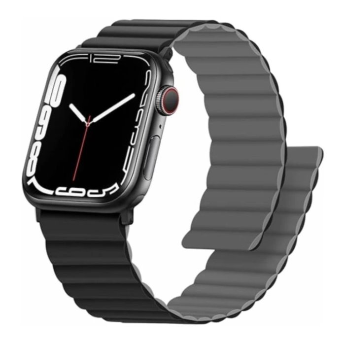 Swissten řemínek pro apple watch silikonový - magnetic 38 / 40 / 41 mm černo/šedý 46000501