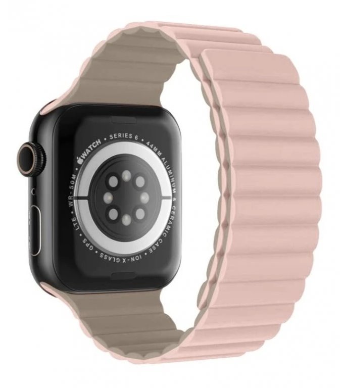 Swissten řemínek pro apple watch silikonový - magnetic 38 / 40 / 41 mm růžovo/cappuccino 46000502
