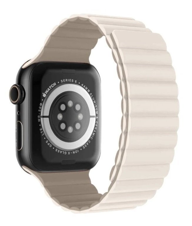 Swissten řemínek pro apple watch silikonový - magnetic 42 / 44 / 45 / 49 mm bílá / cappuccino 46000515
