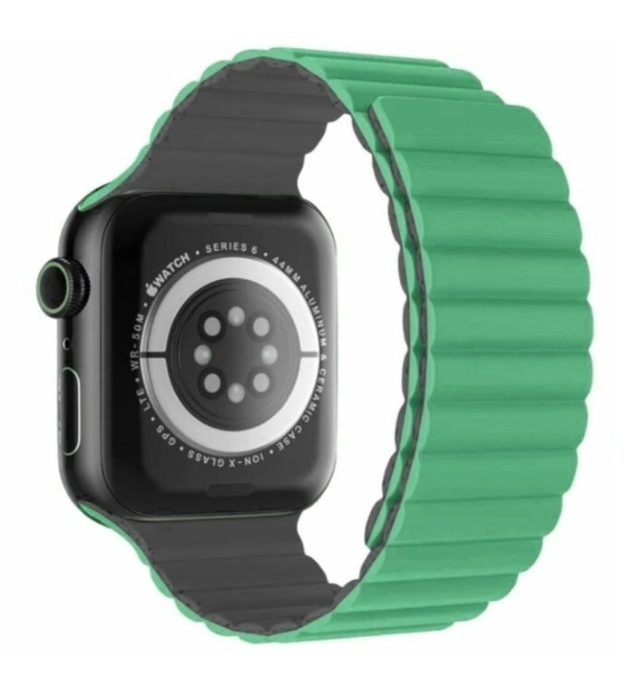 Swissten řemínek pro apple watch silikonový - magnetic 42 / 44 / 45 / 49 mm zeleno/šedý 46000513