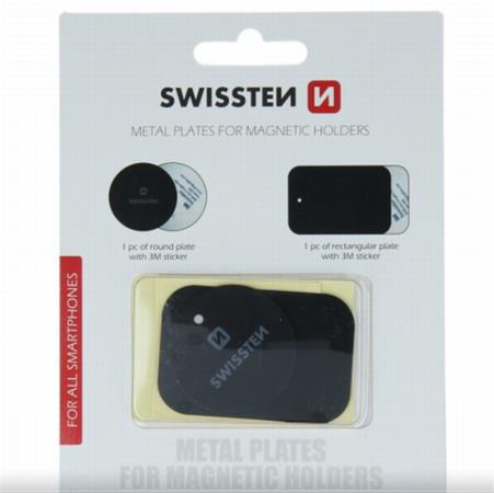 SWISSTEN SET KOVOVÝ LEPÍCÍ ŠTÍTEK A PODLOŽKA K MAGNETICKÝM DRŽÁKŮM DO AUTA (retail pack) 88801405
