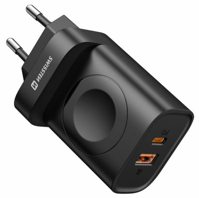 Swissten Síťový Adaptér 1xUSB-A, 1xUSB-C a Apple Watch PD, QC 20W 22045520