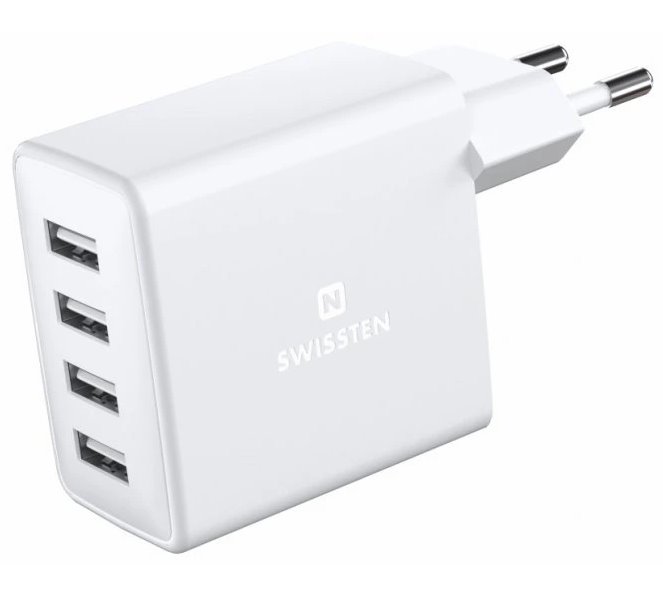 Swissten síťový adaptér 4x usb 20w bílý 22053100
