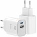 Swissten Síťový Adaptér Edge GaN 1x USB-C PD 25W + 1x USB-A 18W QC Bílý 22071715