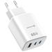 Swissten Síťový Adaptér Edge GaN 2x USB-C PD 65W + 1x USB-A 18W QC Bílý 22071720