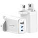 Swissten Síťový Adaptér Edge GaN 2x USB-C PD 65W + 1x USB-A 18W QC, Pro UK Zásuvku Bílý 22045103