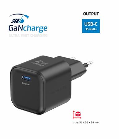 SWISSTEN SÍŤOVÝ ADAPTÉR GaN 1x USB-C 35W POWER DELIVERY ČERNÝ 22070210