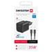 SWISSTEN SÍŤOVÝ ADAPTÉR GaN 1x USB-C 35W POWER DELIVERY ČERNÝ + DATOVÝ KABEL USB-C/LIGHTNING 1,2 M ČERNÝ 22070250