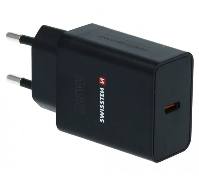 Swissten síťový adaptér pd 25w pro iphone a samsung černý (eco balení) 22060400ECO