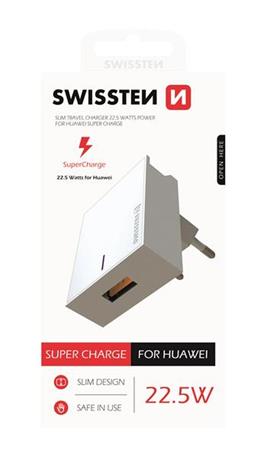 SWISSTEN SÍŤOVÝ ADAPTÉR PRO HUAWEI SUPER FAST CHARGE 22,5W BÍLÝ 22049800