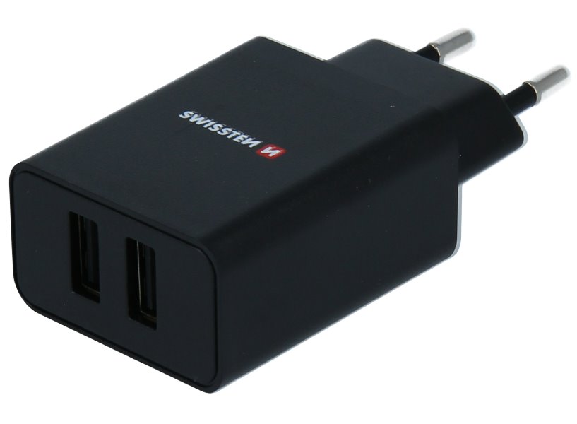 Swissten síťový adaptér smart ic 2x usb 2,1a power černý (eco balení) 22033000ECO