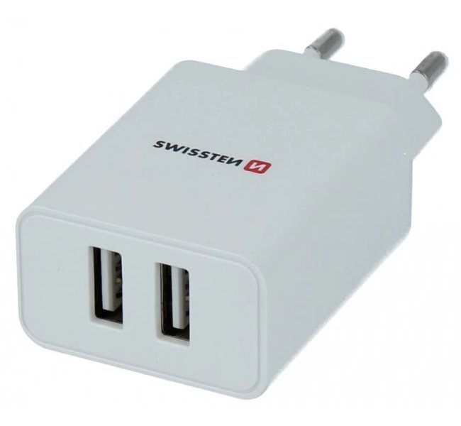 SWISSTEN SÍŤOVÝ ADAPTÉR SMART IC, CE 2x USB 2,1 A POWER BÍLÝ (SAMOPRODAVAČ) 22034000BOX