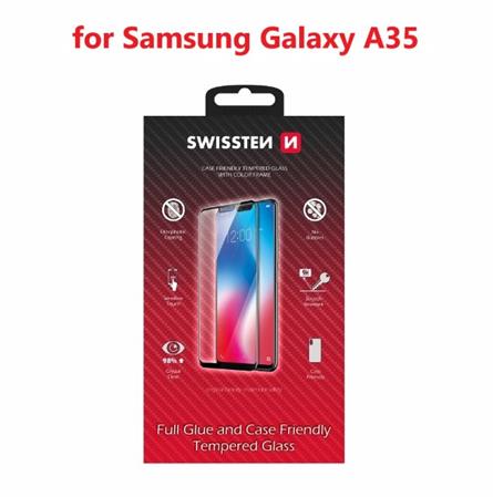 SWISSTEN SKLO FULL GLUE, COLOR FRAME, CASE FRIENDLY PRO SAMSUNG GALAXY A35 ČERNÉ 54501848