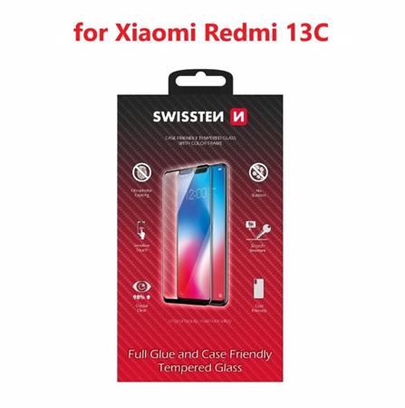 SWISSTEN SKLO FULL GLUE, COLOR FRAME, CASE FRIENDLY PRO XIAOMI REDMI 13C ČERNÉ 54501854