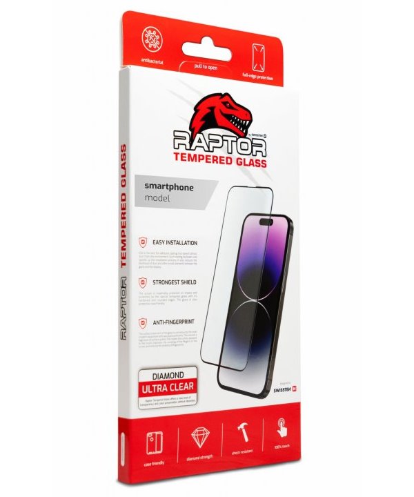 Swissten sklo RAPTOR DIAMOND ULTRA CLEAR 3D TEMPEROVANÉ SAMSUNG Galaxy S24 černé s funkční čtečkou otisku prst 84501831