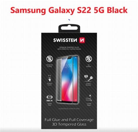 SWISSTEN SKLO ULTRA DURABLE 3D FULL GLUE GLASS SAMSUNG S901B GALAXY S22 5G ČERNÉ 64701899