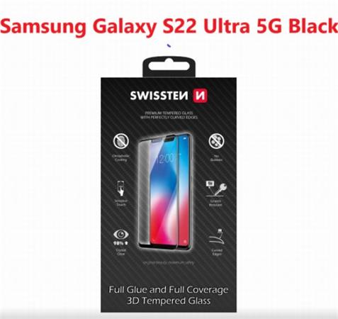 SWISSTEN SKLO ULTRA DURABLE 3D FULL GLUE GLASS SAMSUNG S908B GALAXY S22 ULTRA 5G ČERNÉ 64701900