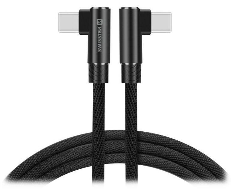 SWISSTEN TEXTILNÍ DATOVÝ KABEL ARCADE USB-C / USB-C 1,2 M ČERNÝ 71528800
