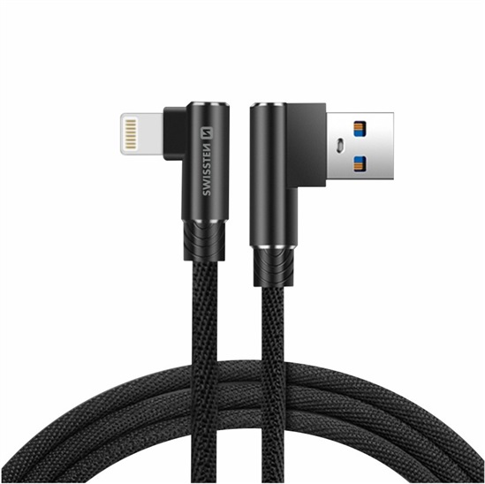 SWISSTEN TEXTILNÍ DATOVÝ KABEL ARCADE USB / LIGHTNING 1,2 M ČERNÝ 71527700