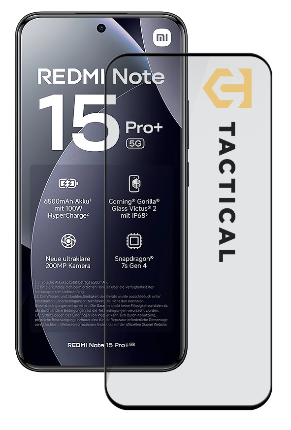 Tactical Glass Shield 5D sklo pro Xiaomi Redmi Note 15 Pro+ 4G/5G Black 8596311296680