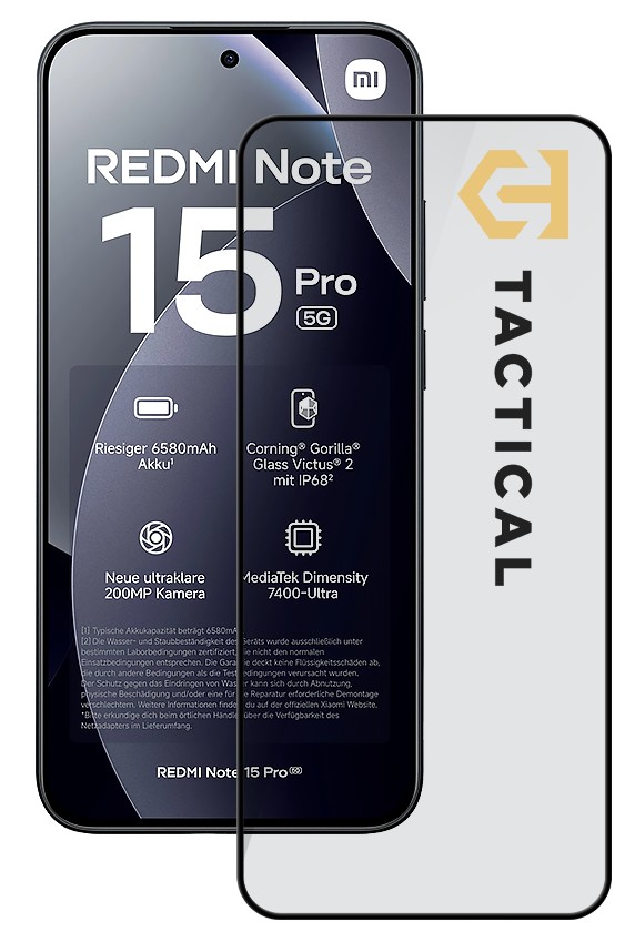 Tactical Glass Shield 5D sklo pro Xiaomi Redmi Note 15 Pro 5G Black 8596311300660