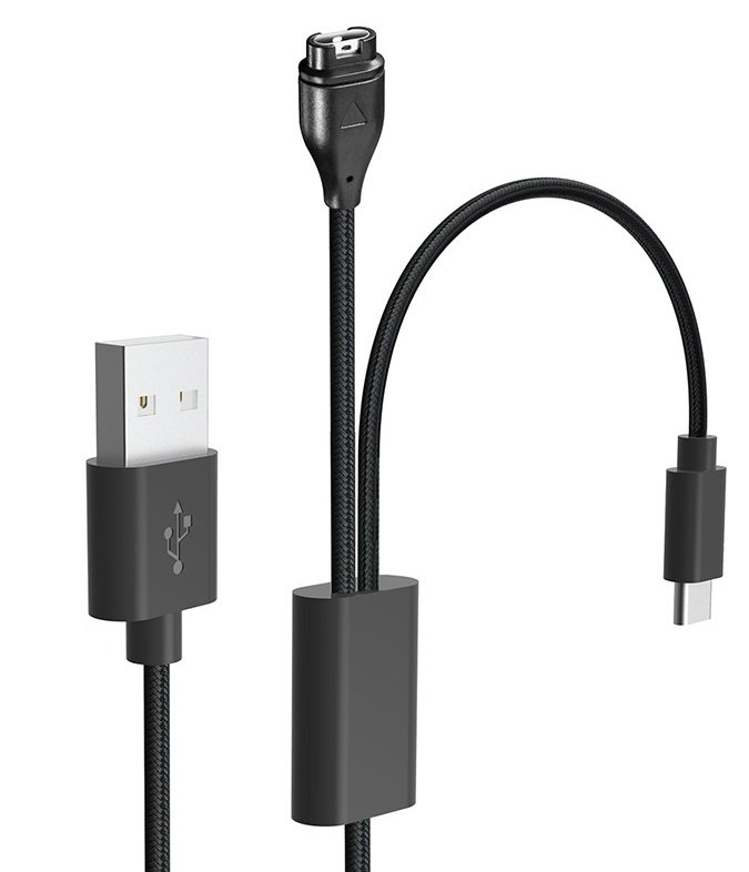 Tactical USB Nabíjecí a Datový Kabel 2v1 pro Garmin Fenix 7 + USB-C 8596311196645