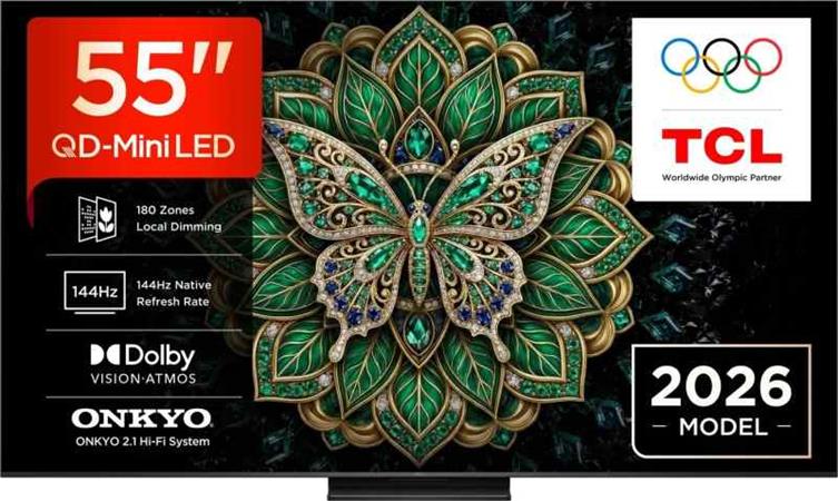 TCL 55C6K PRO SMART TV 55" QLED/4K UHD/Mini LED/144Hz/4xHDMI/1xUSB/LAN/GoogleTV