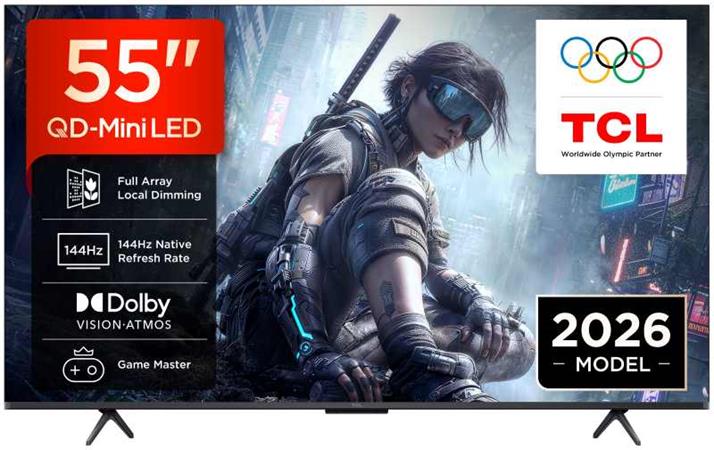 TCL 55T8D SMART TV 55" QLED/4K UHD/Direct LED/144Hz/4xHDMI/1xUSB/LAN/GoogleTV