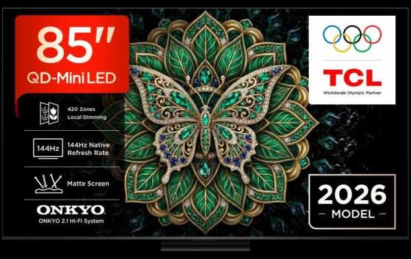 TCL 85C6K PRO SMART TV 85" QLED/4K UHD/Mini LED/144Hz/4xHDMI/1xUSB/LAN/GoogleTV
