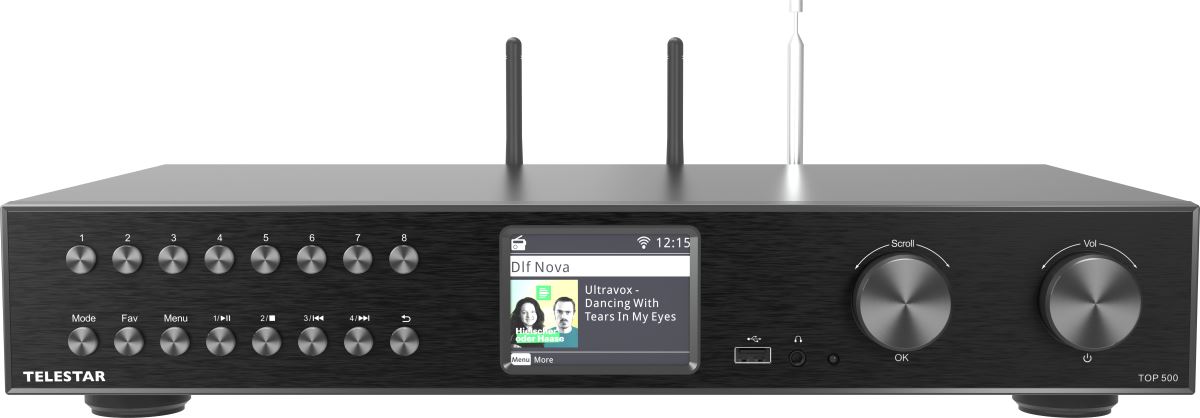 Telestar TOP 500 Hi-Fi tuner DAB+/FM/internetové rádio, BT, USB, LAN/Wi-Fi, CZ OSD menu, černá 4262508450077